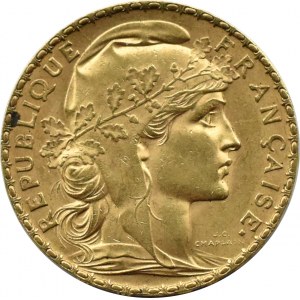 Francja, Republika, Kogut, 20 franków 1901, Paryż