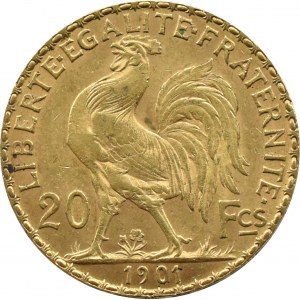 Francja, Republika, Kogut, 20 franków 1901, Paryż