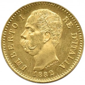 Włochy, Umberto I, 20 lirów 1882, Turyn, UNC