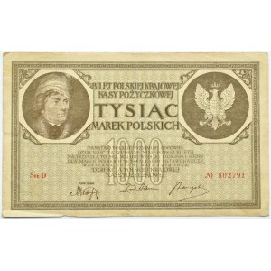Polska, II RP, 1000 marek 1919, seria D, pierwsza seria, Warszawa