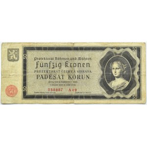 Protektorat Czech i Moraw, 50 koron 1940, seria A 09, Praga