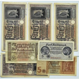 Niemcy, III Rzesza, lot 5-50 marek 1942 Malbork, różne serie