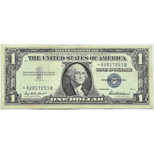 USA, 1 dolar 1957, seria z gwiazdką, niebieska pieczęć