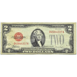 USA, 2 dolary 1928 F, seria D, czerwona pieczęć, rzadkie