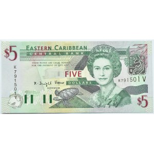 Wschodnie Karaiby, Elżbieta II, 5 dolarów 2003 St. Vincent, seria K, UNC - rzadkie