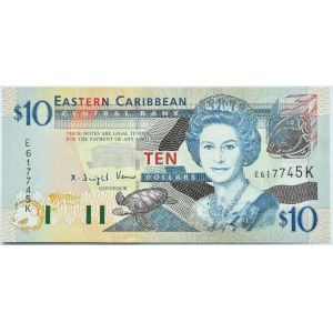 Wschodnie Karaiby, Elżbieta II, 10 dolarów 2003 St. Kitts, seria E, UNC