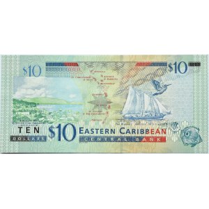 Wschodnie Karaiby, Elżbieta II, 10 dolarów 2003 St. Kitts, seria E, UNC