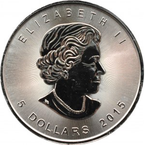 Kanada, liść klonu, 5 dolarów 2015, Ottawa, UNC