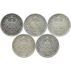 Niemcy, Bawaria, Otto/Ludwig III, lot 3 marki 1909-1914 D, Monachium