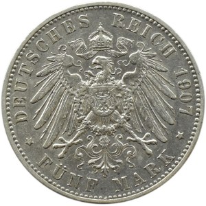 Niemcy, Bawaria, Otto, 5 marek 1907 D, Monachium