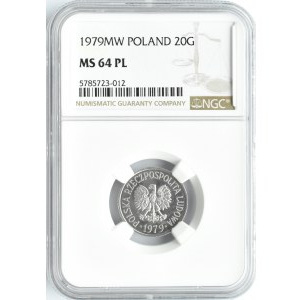 Polska, PRL, 20 groszy 1979, Warszawa, NGC MS 64 PL