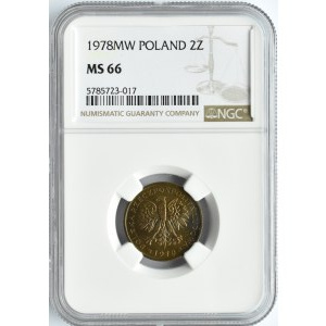 Polska, PRL, 2 złote 1978 ze znakiem, Warszawa, NGC MS66