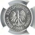 Polska, PRL, 1 złoty 1986, Warszawa, NGC MS65
