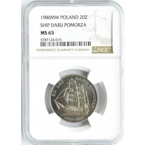 Polska, PRL, Dar Pomorza, 20 złotych 1980, Warszawa, NGC MS65