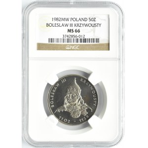 Polska, PRL, Bolesław Krzywousty, 50 złotych 1982, Warszawa, NGC MS66