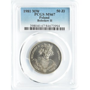 Polska, PRL, Bolesław Śmiały, 50 złotych 1981, Warszawa, PCGS MS67