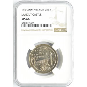 Polska, III RP, Zamek w Łańcucie, 20000 złotych 1993, NGC MS66