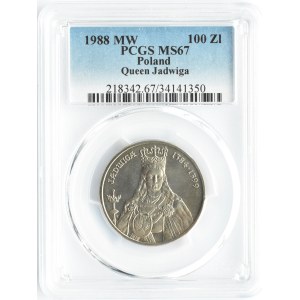 Polska, PRL, Jadwiga, 100 złotych 1988, Warszawa, PCGS MS67