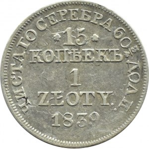 Mikołaj I, 15 kopiejek/1 złoty 1839 MW z Duchem, Warszawa