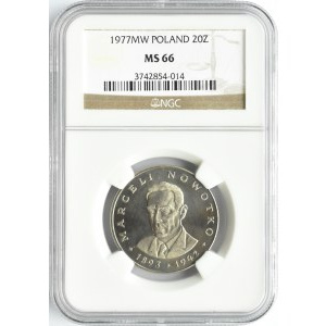 Polska, PRL, M. Nowotko, 20 złotych 1977, Warszawa, NGC MS66