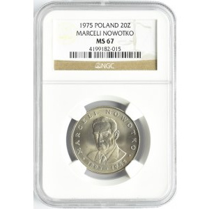 Polska, PRL, M. Nowotko, 20 złotych 1975, Warszawa, NGC MS67