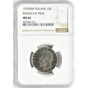 Polska, PRL, B. Prus, 10 złotych 1975, Warszawa, NGC MS65