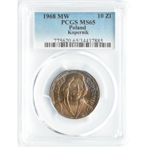 Polska, PRL, M. Kopernik, 10 złotych 1968, Warszawa, PCGS MS65