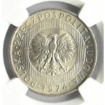 Polska, PRL, wieżowiec, 20 złotych 1974, Warszawa, NGC MS67