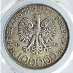 Polska, III RP, Solidarność (A), 100000 złotych 1990, typ A, Warszawa PCGS MS66