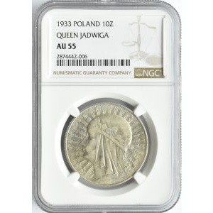 Polska, II RP, Głowa Kobiety, 10 złotych 1933, Warszawa, NGC AU55