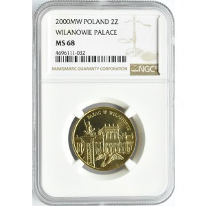 Polska, III RP, Pałac w Wilanowie, 2 złote 2000, Warszawa, NGC MS68