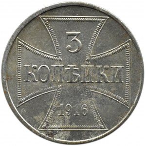 Królestwo Polskie, OST, 3 kopiejki 1916 J, Hamburg, UNC-