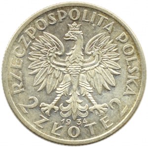 Polska, II RP, Głowa Kobiety 2 złote 1934, piękne