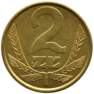 Polska, PRL, 2 złote 1983, Warszawa, skrętka 90 stopni, UNC
