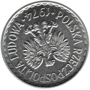Polska, PRL, 1 złoty 1974 - odwrotka o 170 stopni, Warszawa