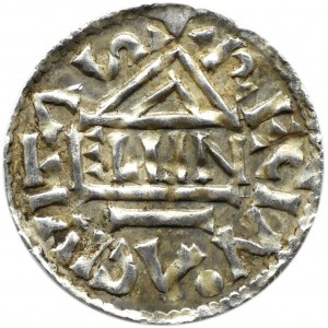 Niemcy, Bawaria, Henryk II, denar (985-995), mincerz Aljan, Ratyzbona