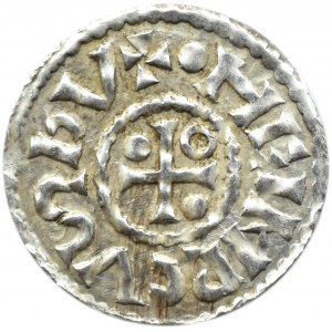 Niemcy, Bawaria, Henryk II, denar (985-995), mincerz Aljan, Ratyzbona