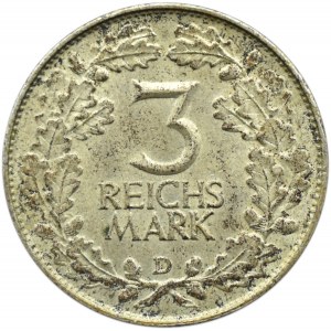 Niemcy, Republika Weimarska, 3 marki 1925 D, Monachium, Rheilande