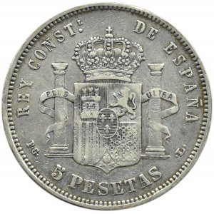 Hiszpania, Alfonso XIII, 5 peset 1893, Madryt