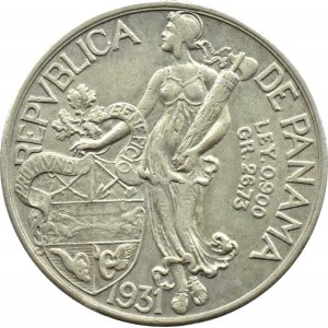 Panama, 1 Balboa 1931, Filadelfia, rzadszy typ monety