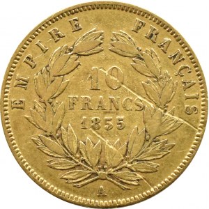 Francja, Napoleon III, 10 franków 1855 A, Paryż