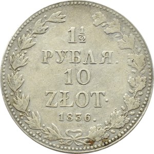 Mikołaj I, 1 1/2 rubla/10 złotych 1836, Warszawa, mała data