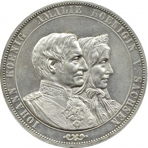 Niemcy, Saksonia, Johann i Amelia, 2 talary 1872 B, Hannover, piękne