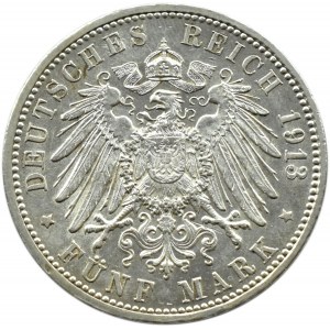 Deutschland, Baden, Friedrich, 5 Mark 1913 G, Karlsruhe, SCHÖN!