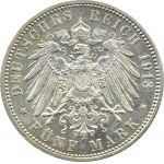 Niemcy, Badenia, Friedrich, 5 marek 1913 G, Karlsruhe, PIĘKNE!