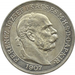 Austro-Węgry, Franciszek Józef I, 5 koron 1907 K.B., Kremnica