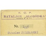 Polska, II RP, Legitymacja KOP nr 1660 dla strzelca z Batalionu Słobódka