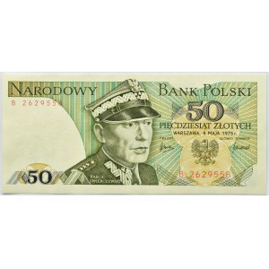 Polska, PRL, gen. K. Świerczewski, 50 złotych 1975, seria B, Warszawa, UNC