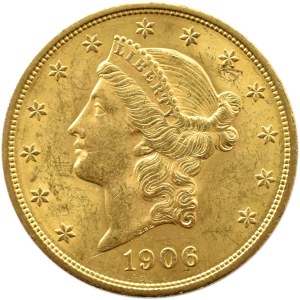 USA, Liberty Head, 20 dolarów 1906 D, Denver