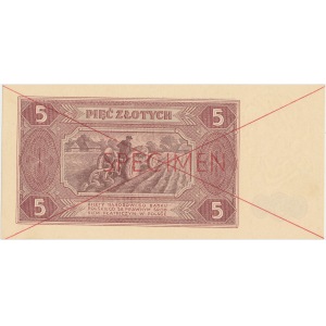 5 złotych 1948 - SPECIMEN - AL 1234567